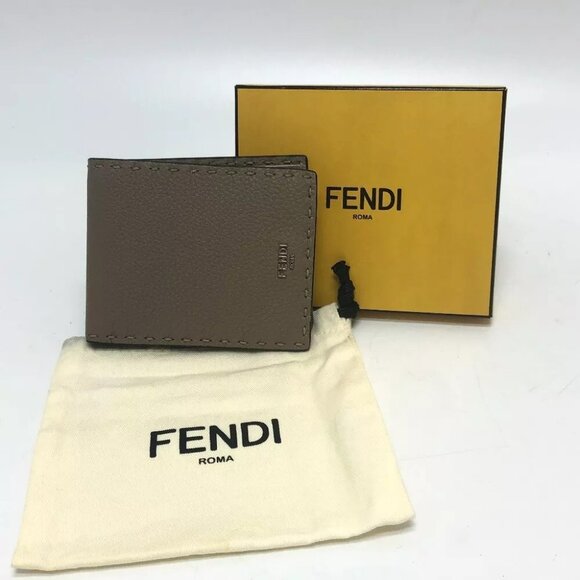 Auth FENDI 7M0194 stitch Selleria Bi-fold Wallet Wallet Folded wallet - Picture 1 of 14